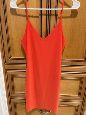 NanaMacs Vibrant Orange Spaghetti-Strap Mini Dress